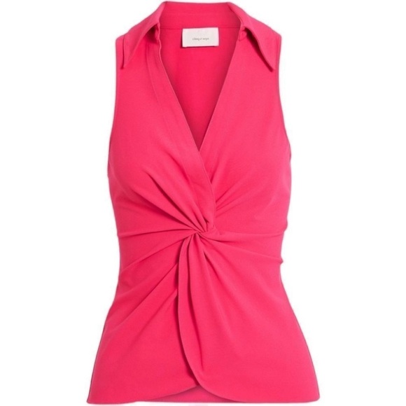 Cinq À SEPT McKenna Twisted Front Stretch-crepe Sleeveless Blouse Top XSmall NEW - Picture 9 of 10